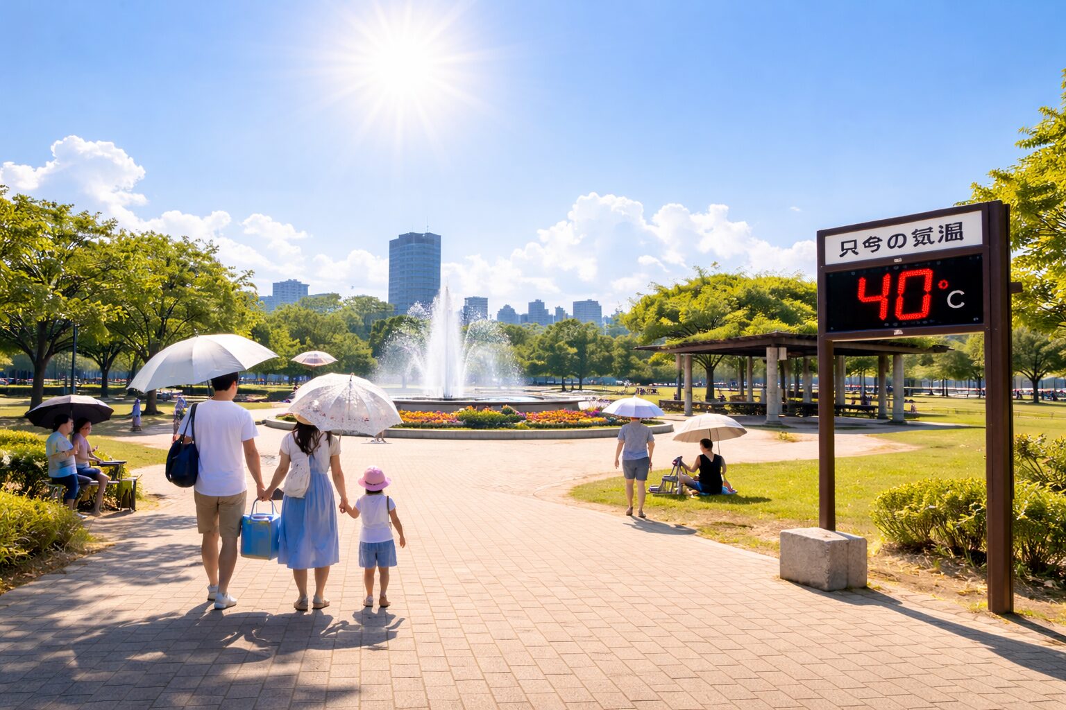 酷暑日の公園